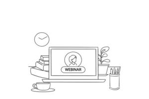 Sketch of people work from home. Webinar e-learning concept. Hand drawn illustration design vector