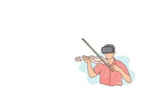 Violinist train his skill with VR game. Vector illustration design