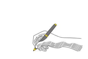 Sketch of hand holding pen design illustration vector