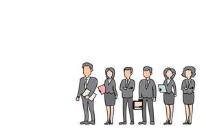 Character of mixed group of business people standing together with confidence. Flat design illustration vector