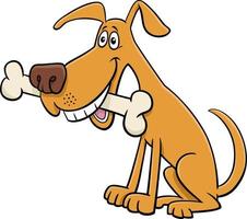 cartoon dog comic animal character with bone vector