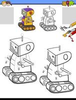 drawing and coloring task with comic robot character vector