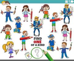 one of a kind task with cartoon pupils children character vector