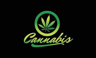 Cannabis green leaf logo design template