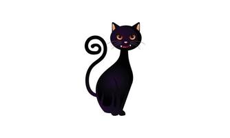 diseño de plantilla de vector de gato de brujas sentado en fondo blanco