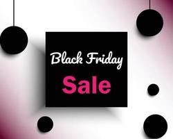 Black Friday Vector Template, With Black Ball Decoration, Black Friday Sale Square Label