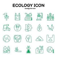 conjunto de iconos de línea. íconos para energía renovable y ecología, tecnología verde. vector