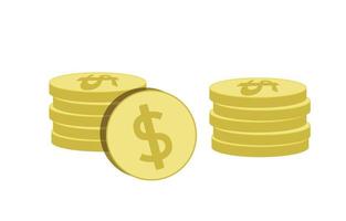 flat coin icon isolated on white background, vector illustration of money