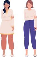 Sad women with mental disorders semi flat color vector characters set