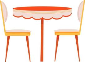 Dining table with upholstered chairs semi flat color vector object