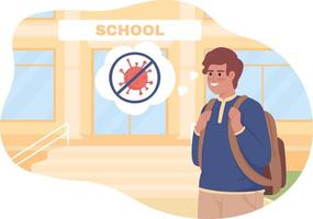 Being happy going back to school 2D vector isolated illustration. Support teenage wellbeing flat character on cartoon background. Colourful editable scene for mobile, website