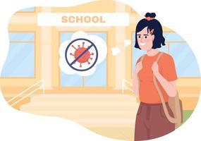 Happy school life after covid 2D vector isolated illustration