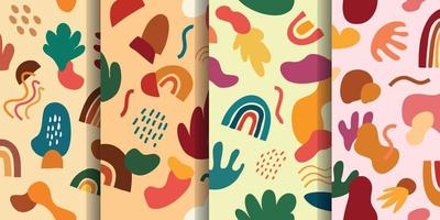 Abstract hand drawn seamless pattern set collection vector