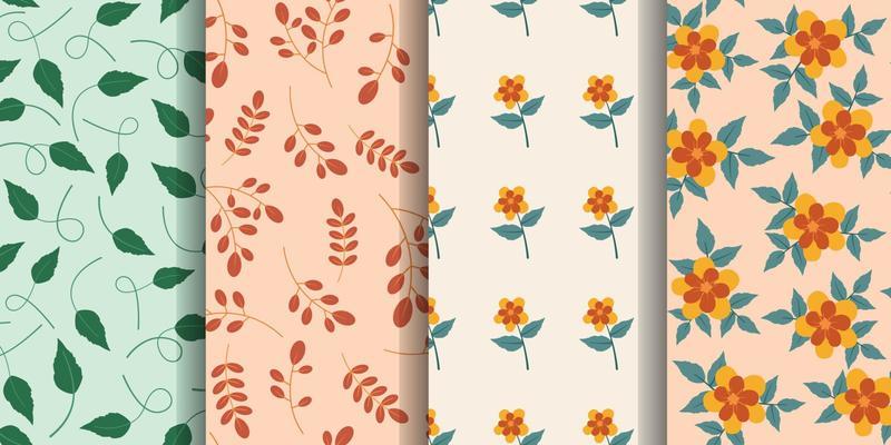 Romantic flower seamless pattern set collection