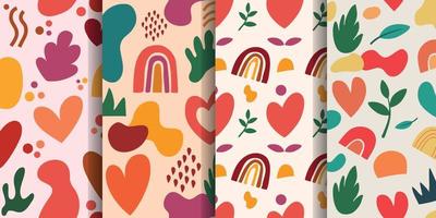 Love abstract seamless pattern set collection vector
