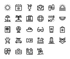 Collection of summer holidays line icons set illustration vector