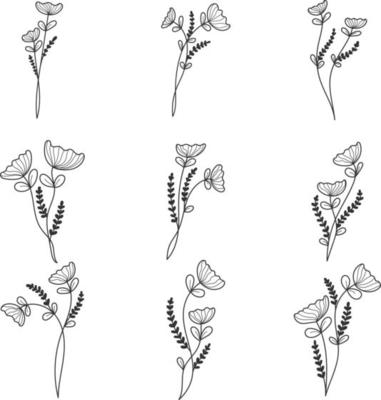 Floral Ornament in Outline Style