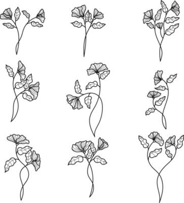 Floral Ornament in Outline Style