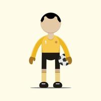 Football character or soccer player with action in match. Vector illustration in flat cartoon chibi style