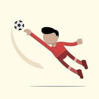 Football character or soccer player with action in match. Vector illustration in flat cartoon chibi style