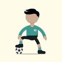 Football character or soccer player with action in match. Vector illustration in flat cartoon chibi style