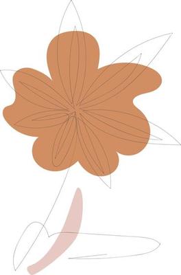 Beautiful hand drawn floral leaves and flowers one line art on white illustration