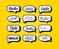 Hello text with chat bubble collection vector