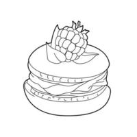 Coloring book cake, tasty doodle food vector illustration