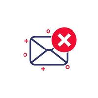 Delete message, mail icon on white vector