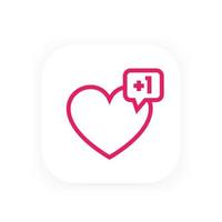 heart like with notification for web design, linear icon vector