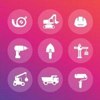 construction icons set vector