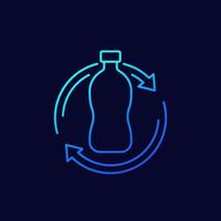 plastic bottle recycling line icon, vector