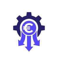 reducción de costos o reducción de icono con euro vector