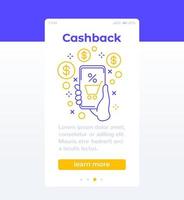 Cashback banner, vector design with line icon