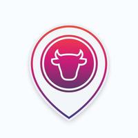 cattle, cow head icon on mark vector