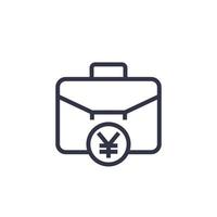portfolio icon with yuan symbol, linear pictogram vector