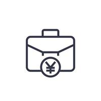 portfolio icon with yuan symbol, linear pictogram vector