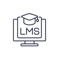 lms, icono de línea del sistema de gestión de aprendizaje vector