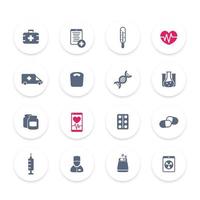 medicine icons, health care, ambulance, hospital, pills, drugs, vaccination vector