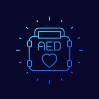 AED, automated external defibrillator line icon vector