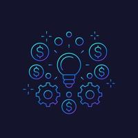innovations and fintech icon, vector line art