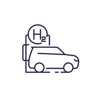 icono de línea de coche y estación de carga de hidrógeno vector