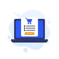add to cart vector icon with laptop