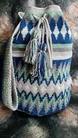 Handmade bags. Knitted from colored threads. Volumetric and comfortable to wear with a long handle. photo