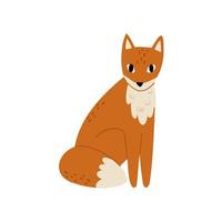forest fox. flat style hand drawn child illustration vector
