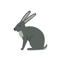 forest hare. flat style hand drawn child illustration vector