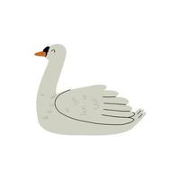 swan hand drawn in flat style. baby illustration vector