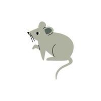 hand drawn mouse in flat style. children's illustration vector