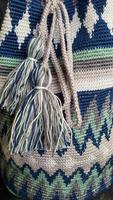 Handmade bags. Knitted from colored threads. Volumetric and comfortable to wear with a long handle. photo