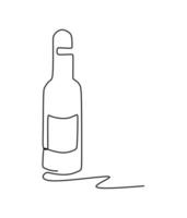 una botella de bebida - dibujo continuo de una línea vector